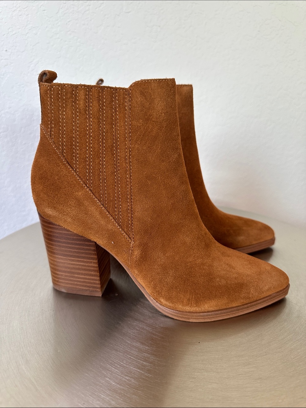 Marc Fisher Suede Ankle Boots in Cognac Brown